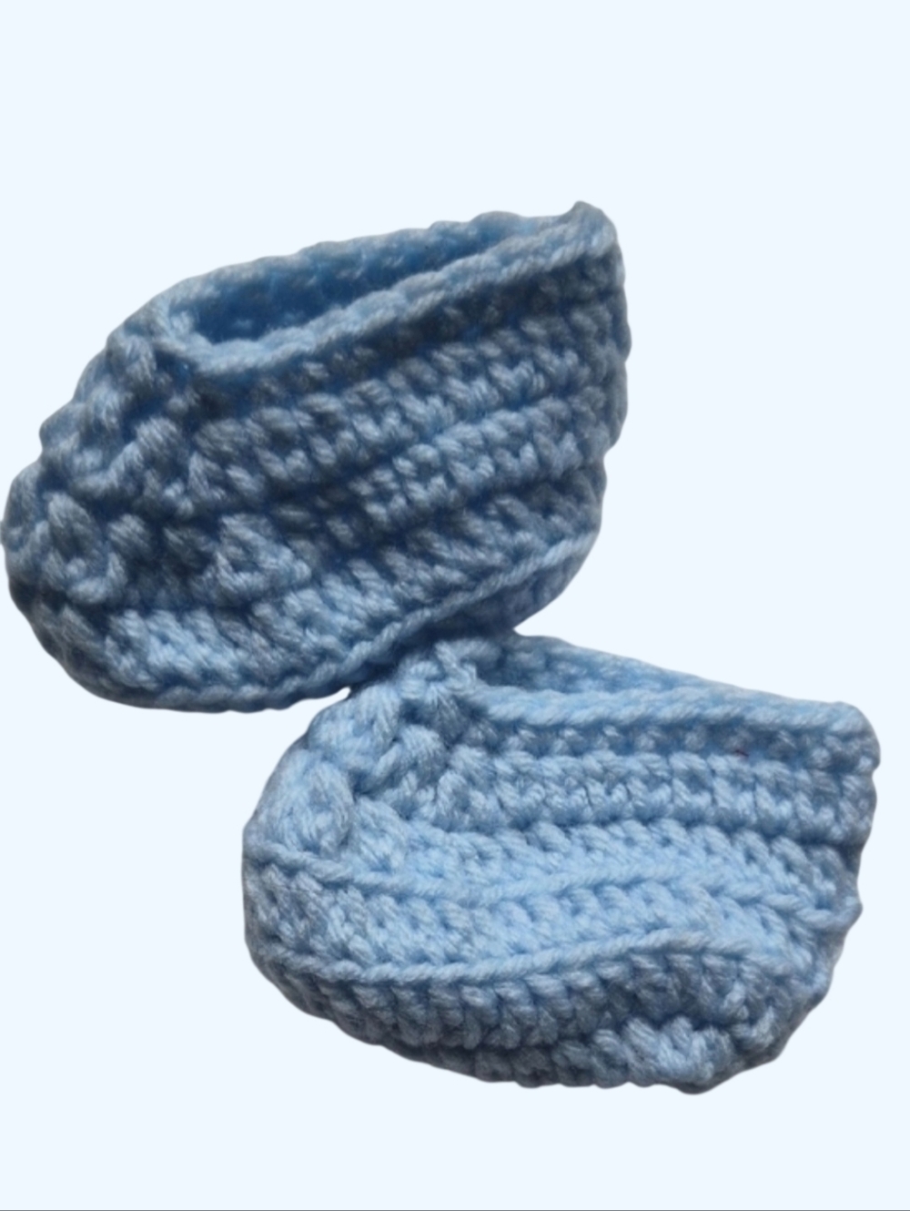 Handmade Crocheted Blue Baby Booties-Size 0-3M - Picture 5 of 7
